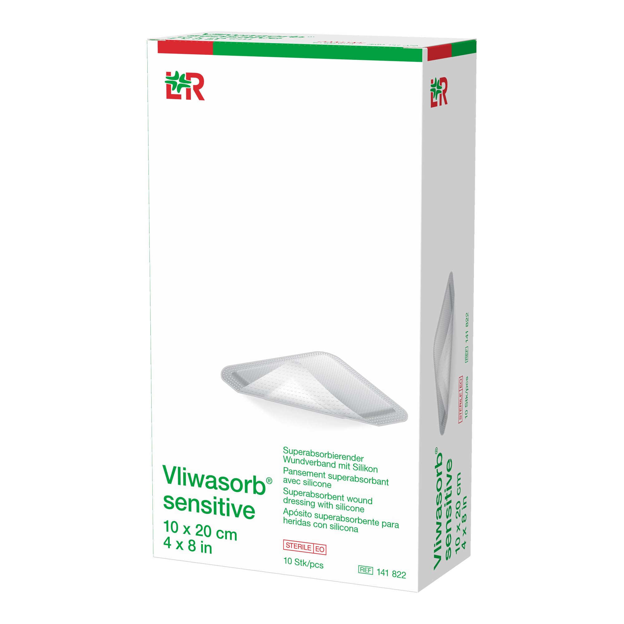 Vliwasorb sensitive Superabsorb. Wundverband 10x20 cm, 10 St