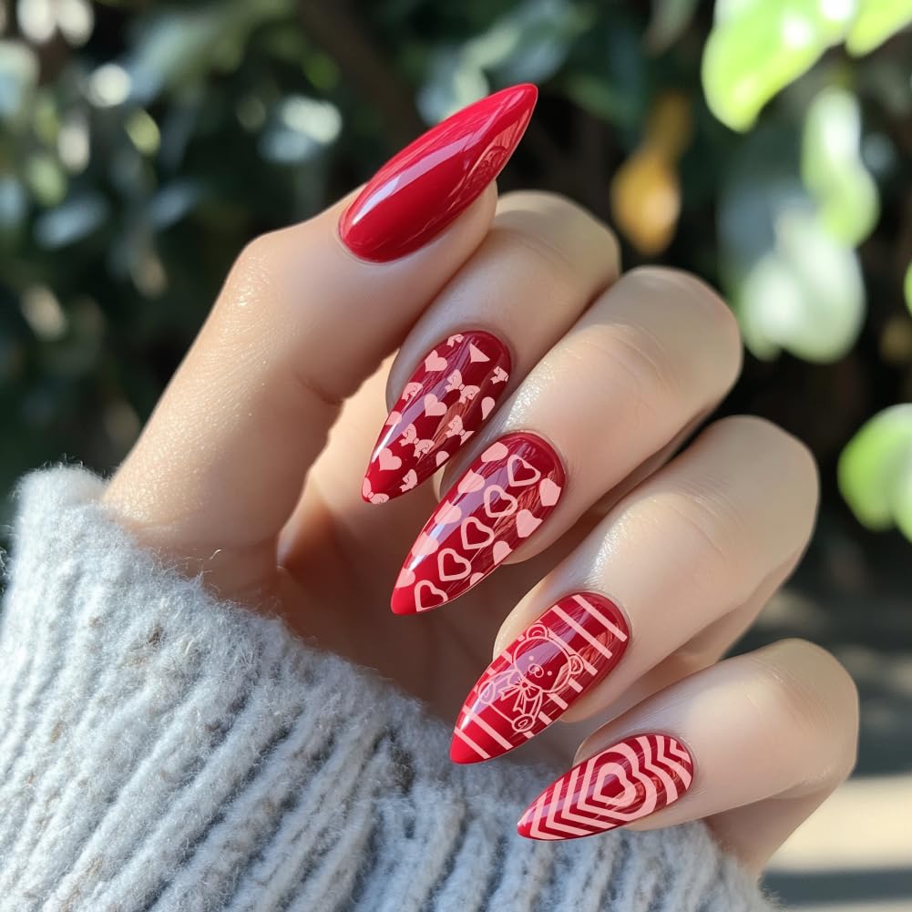 PH PandaHall 6pcs Bows Hearts Nail Stamping Plates Cute Bears Nails Art Stencils Cakes Nail Art Templates Butterfly Print Nails Stencils Cherry Nail Image Plates for Valentine's Day Manicure Salon - Image 4