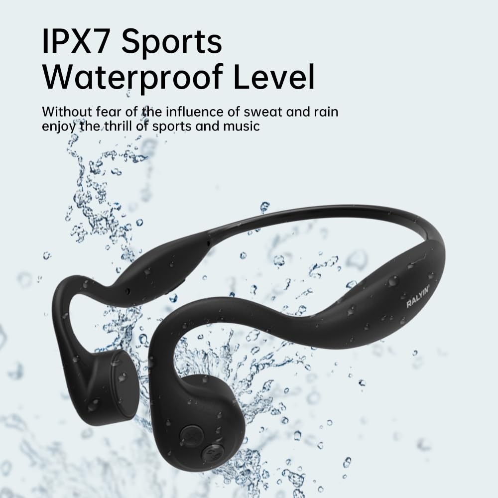 Cuffie a orecchio aperto, cuffie a conduzione ossea, lettore MP3 integrato memoria 8G, auricolari aperti wireless Bluetooth 5.3, per corsa, ciclismo, lavoro, nero