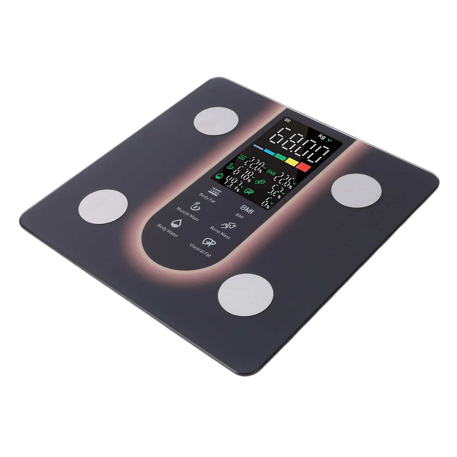Pongnas Präzise Digitale Smart-Health-Waage, LED-Anzeige, Synchronisierungs-App für den Heimgebrauch (BLACK)