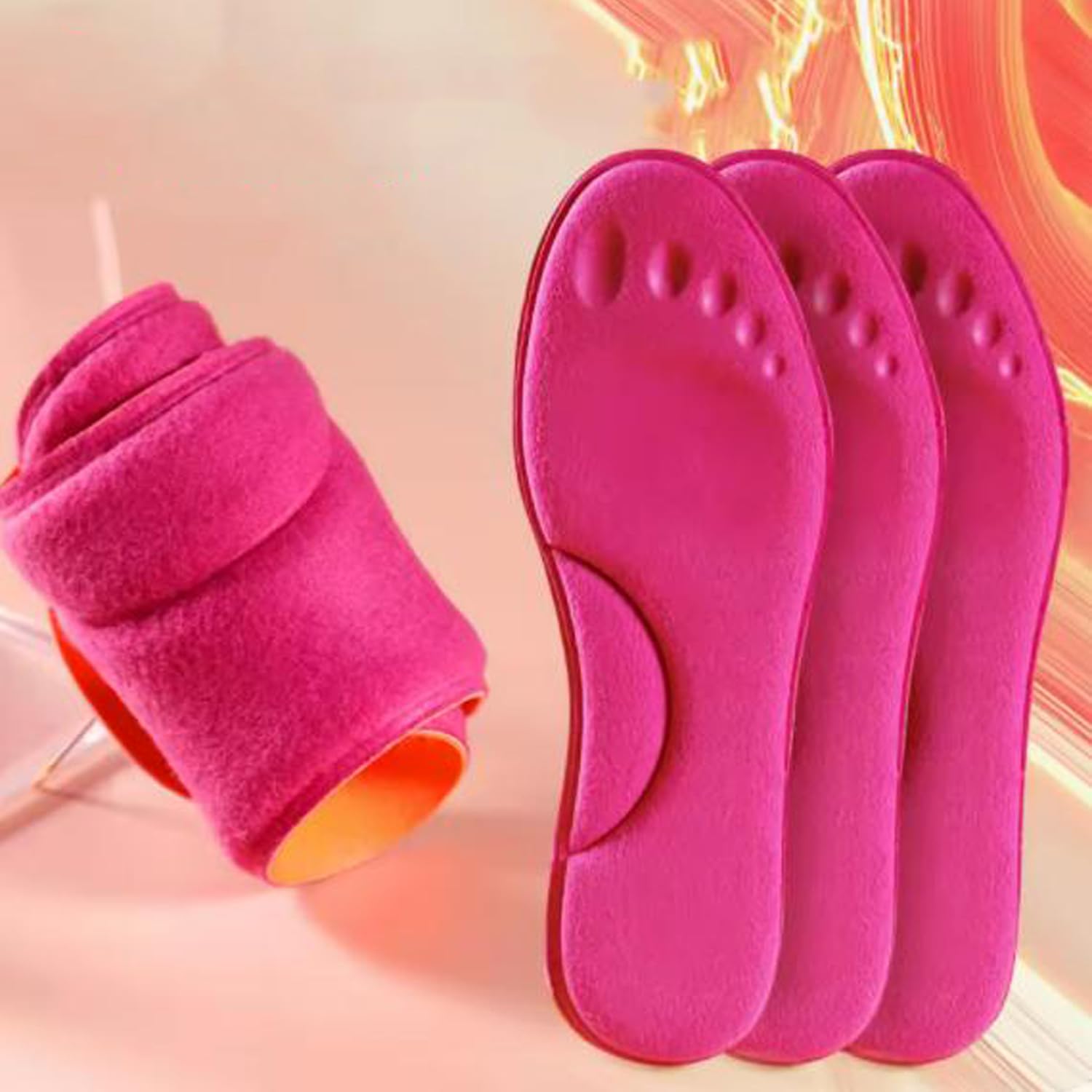 1pair Self-Heated Insoles Foot Thicken Insole Memory Foam Shoe Pads Winter Warm Men Women Sports Shoes Pads Accessories (Rose Red,41-42)