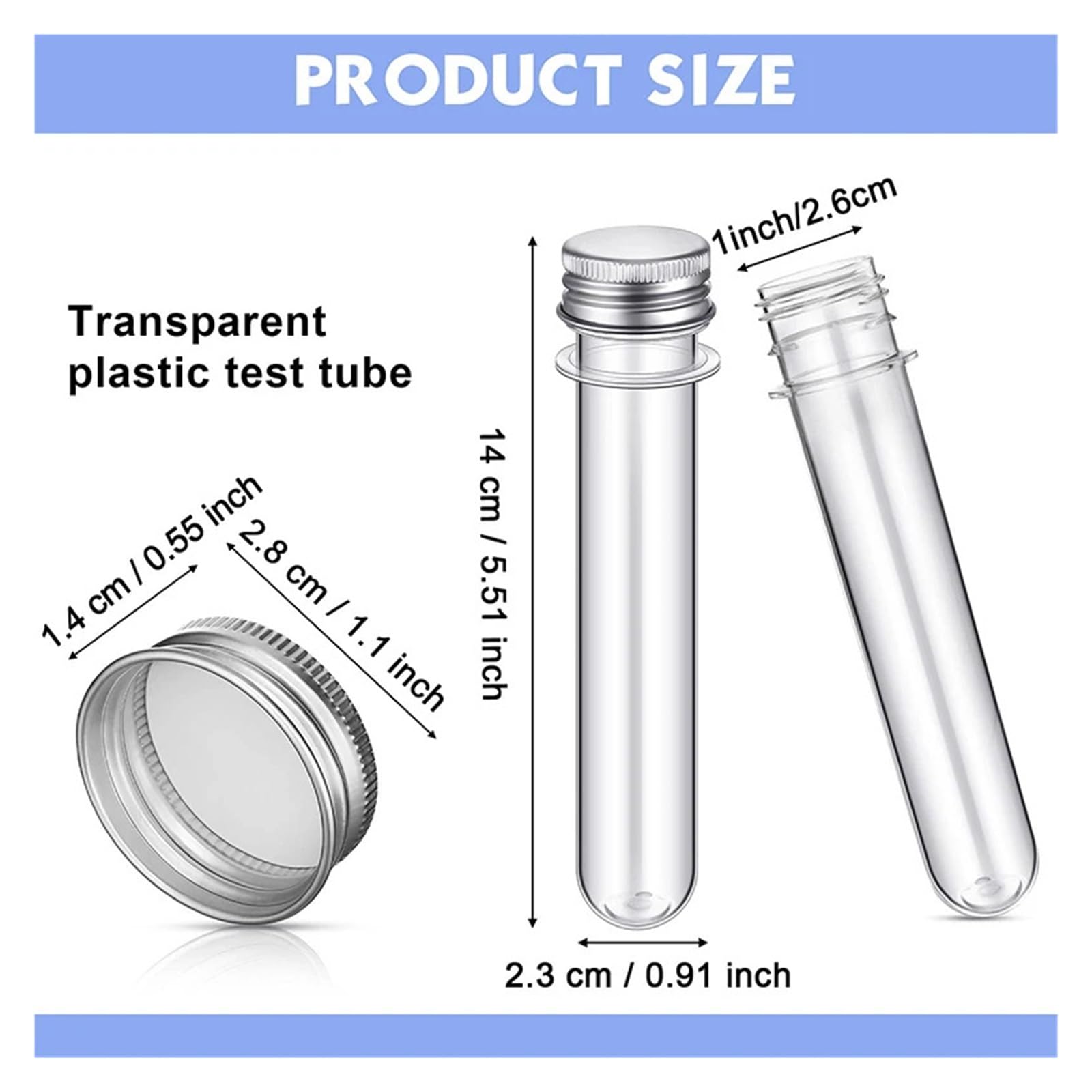 yingyingjia 30 szt. naukowych probówek testowych 40 ml 23x140 mm przezroczyste plastikowe probówki gumball cukierki tubki do fiolek soli do kąpieli