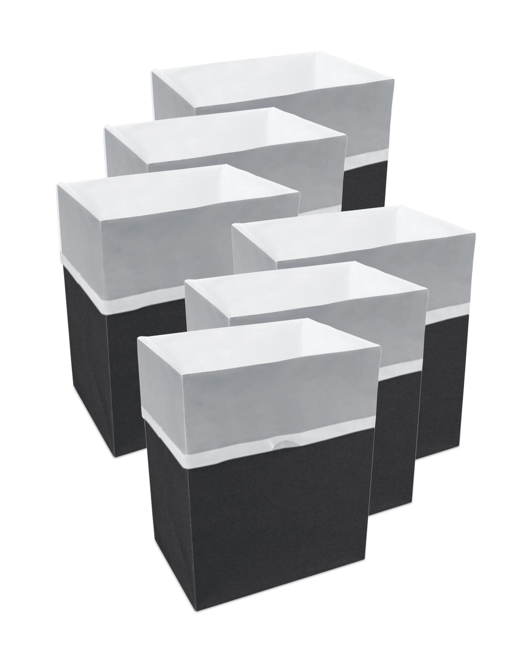 Clean Cubes 13 Gallon Trash Cans & Recycle Bins for Sanitary Garbage Disposal. Disposable Containers for Parties, Events, Recycling, and More. 6 Pack (Black)