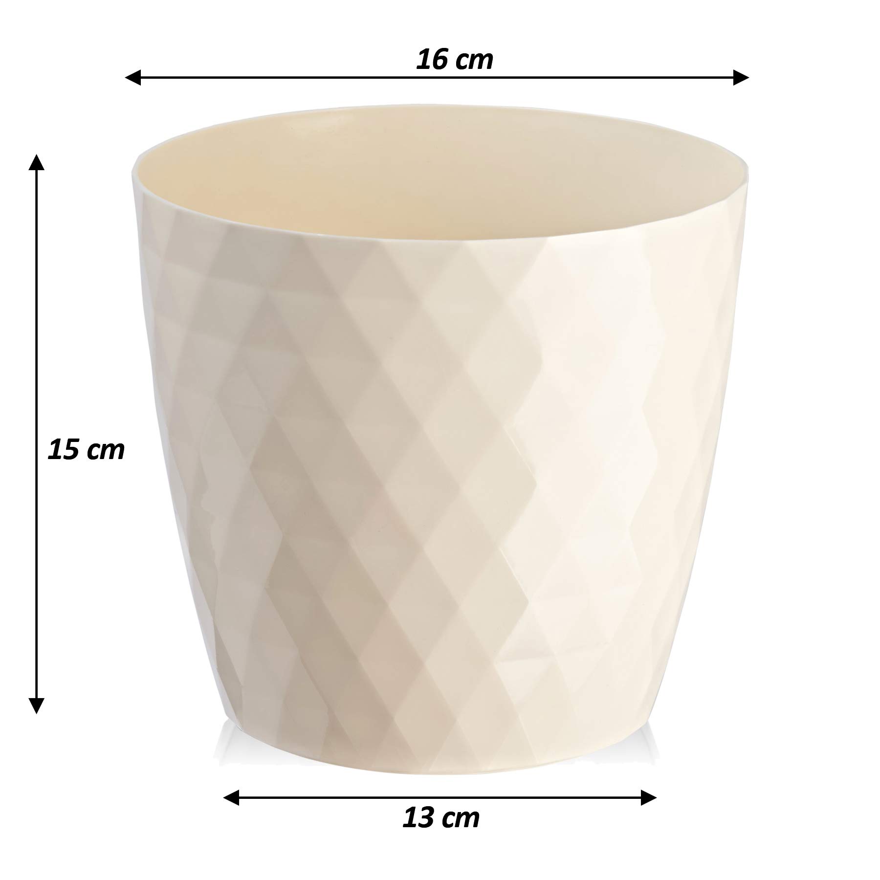 Tymar Set di 2 vasi da fiori, forma rotonda, vaso decorativo (Beige, diametro 16 cm