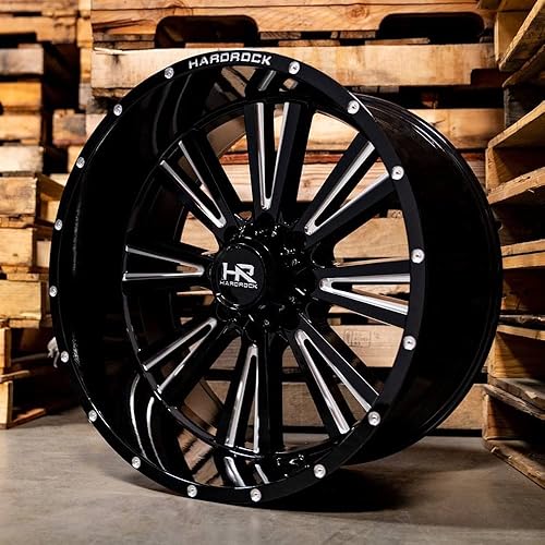 Miniatura 4 de Hardrock H503 SPINE XPOSED - Rueda personalizada, 22 x 12, desplazamiento -44, patrón de pernos de 5 x 127, cubo de 3.075 in, negro brillante con