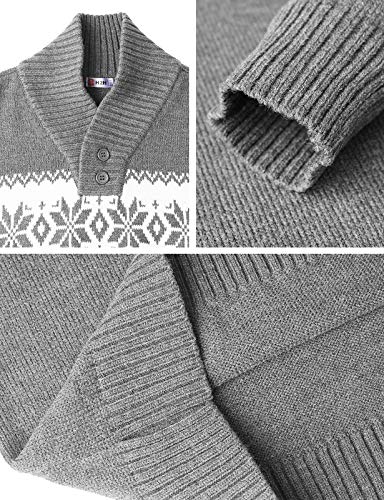 H2H Mens Casual Slim Fit Shawl Collar Pullover Sweater With Snowflake Pattern Gray Us L/Asia Xl (Kmoswl0102) #TOP3