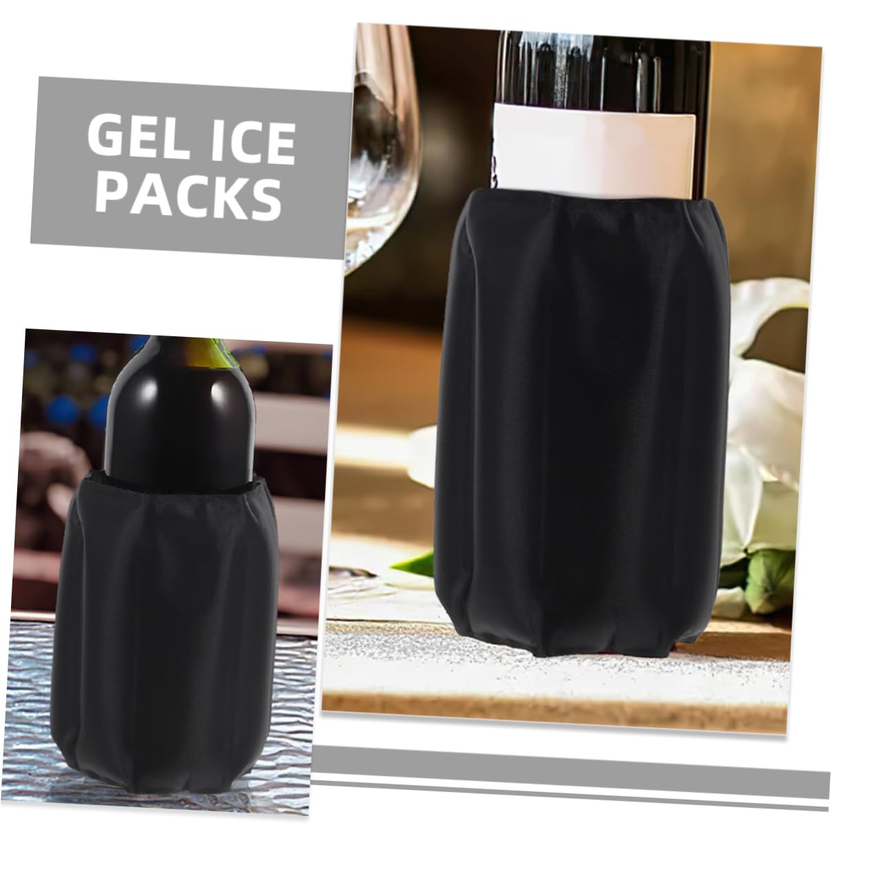 Unomor 2pcs Wine Cooler Cooler Black Wine Bottle Cooler Polyester Cloth Wine Coolers for Wine Bottles Gel