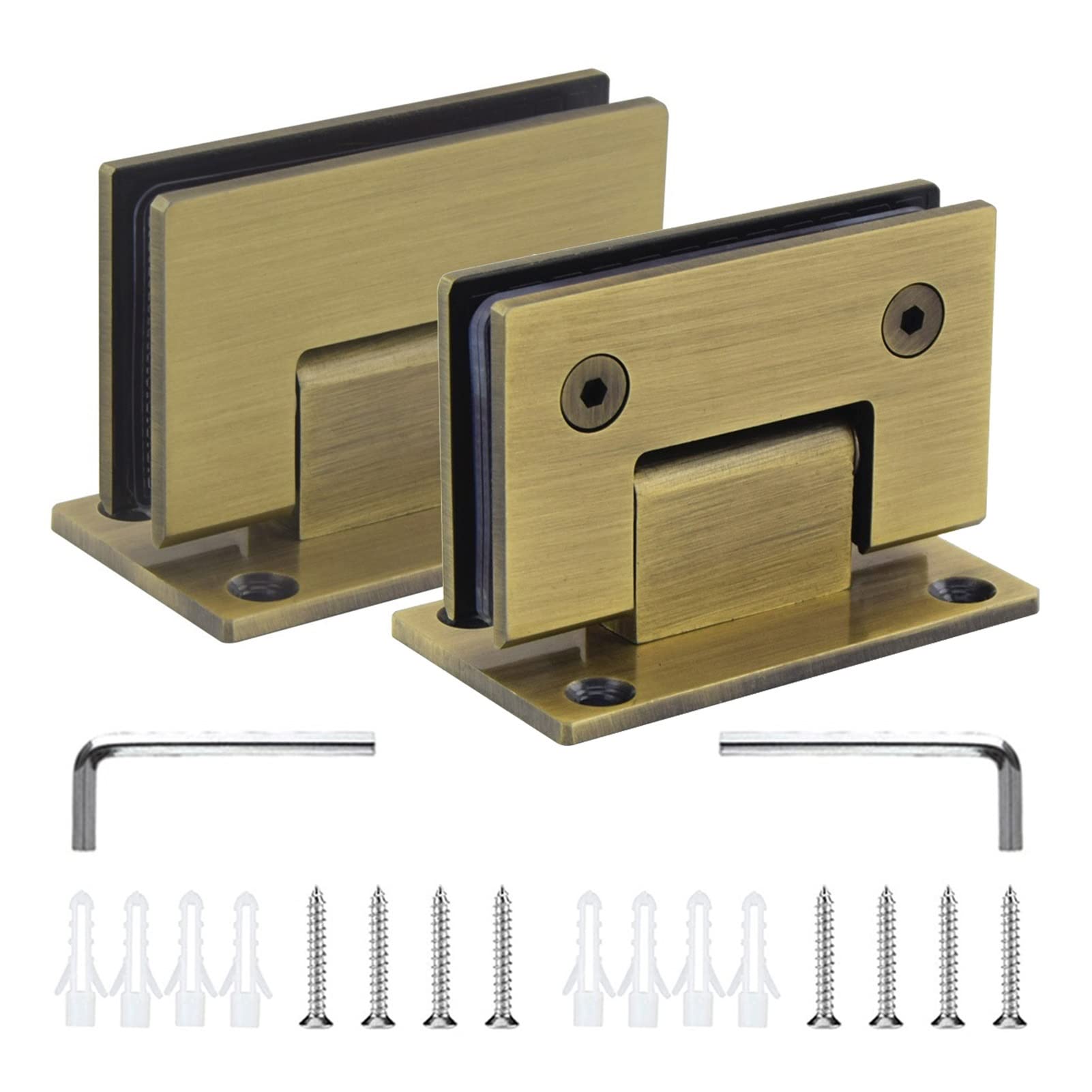 AUNANGLJSCS 2PCS 90° Glass Door Hinges, Heavy Duty 304 Stainless Steel Bathroom Clip for 6-12mm Frameless