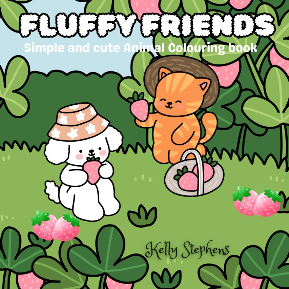 Fluffy friends: Simple and cute animal colouring book