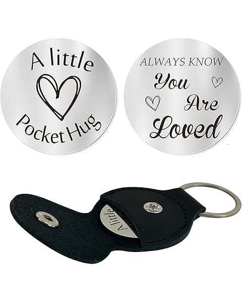 HHXFLY Pocket Hug Leather Keychain Gifts for Men Boyfriend Girlfriend Inspirational Gift for Friend Son Daughter Mom Dad