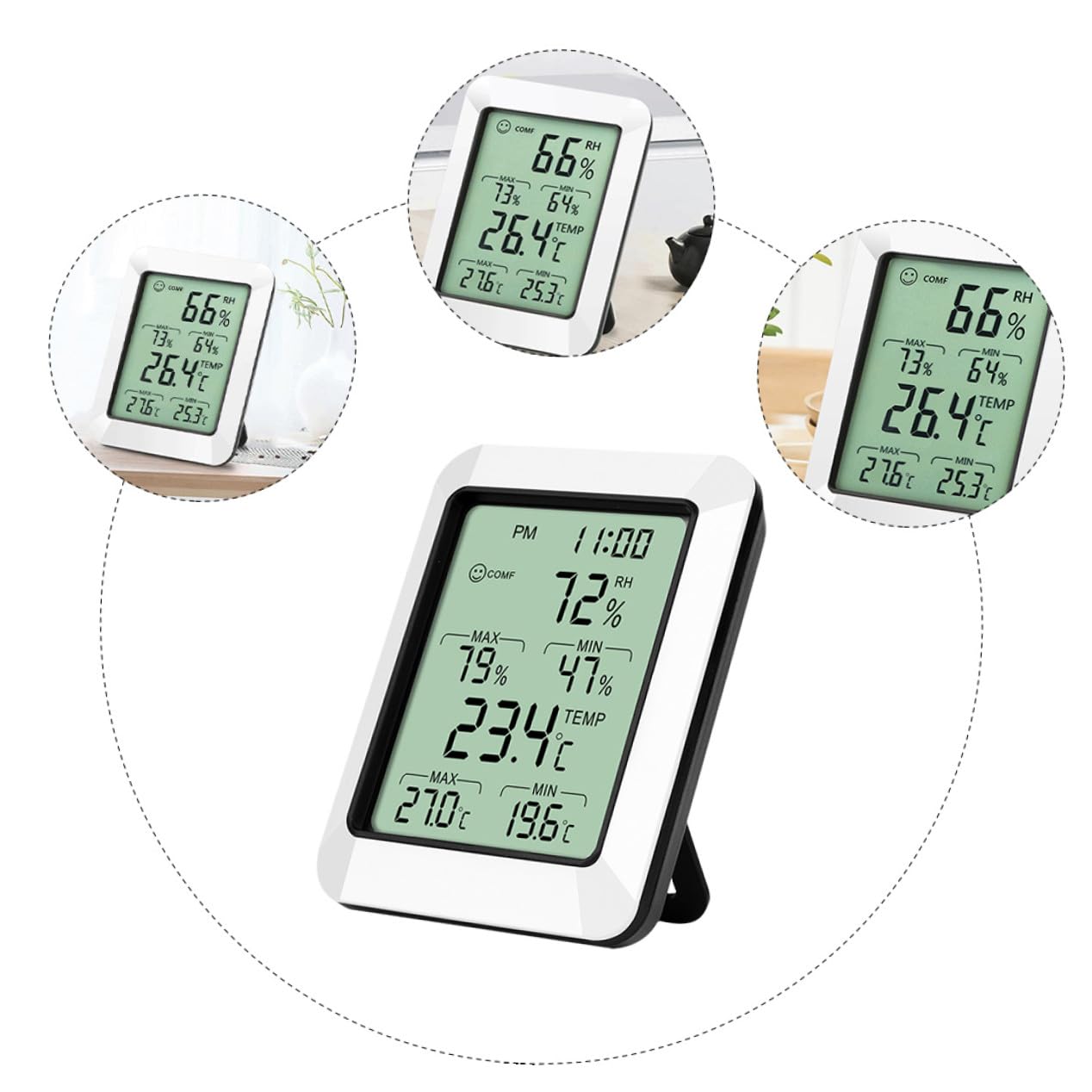 Termometro Igrometro Digitale Compatto e Portatile per Interni con Supporto Monitor Umidità e Temperatura per Casa Ufficio e Camera