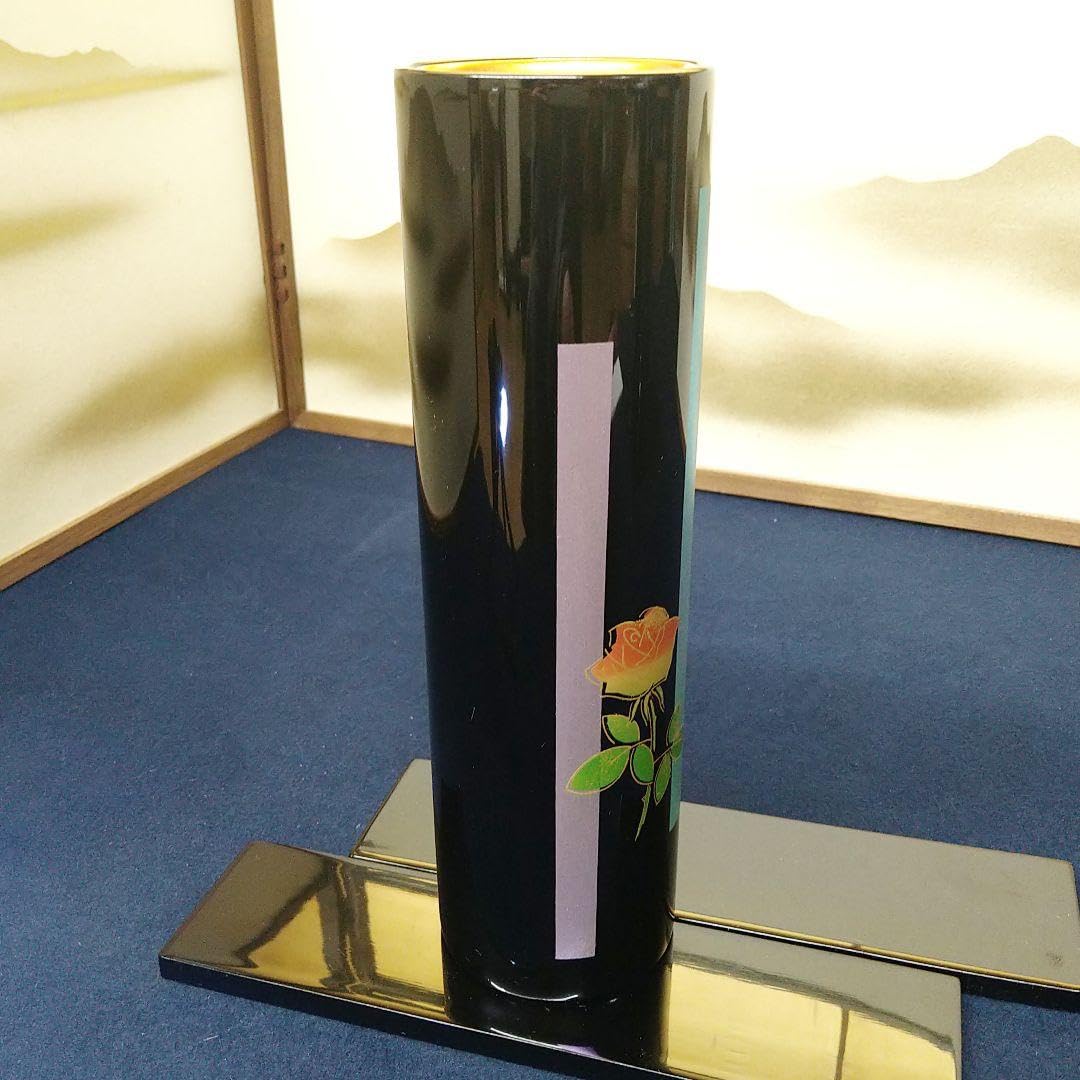 Amazon.co.jp: AE23 輪島塗 花器 筒型花入 天然木 本漆 4本霞草