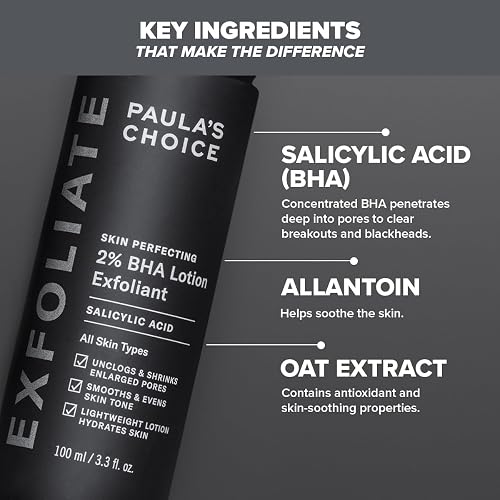 Paula's Choice SKIN PERFECTING 2% BHA Lotion Exfoliant - Leave-on Exfoliating Lotion Fights Blackheads & Enlarged Pores - Exfoliating Peel with Salicylic Acid - All Skin Types - 100 ml - 5
