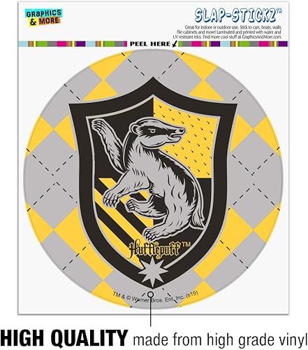 Miniatura 3 de Harry Potter Hufflepuff Plaid Sigil Automotive Car Window Locker Circle Bumper Sticker