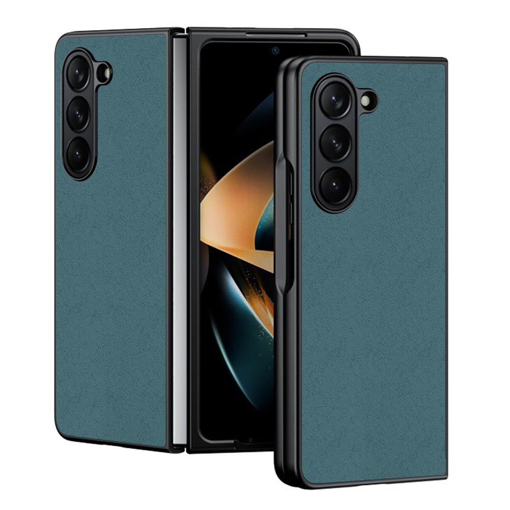 Leiju Case for Samsung Galaxy Z Fold 6 Case Slim Leather Hybrid PC Shockproof Protection Bumper Cover for Samsung Z Fold 6 Phone Case (Green)