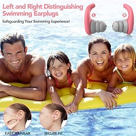 Waterproof Swimming Ear Plugs for Adults - 2 Pairs of Reusable Soft Silicone Swim Earplugs,Perfect for Surfing, Diving,Pool,Showering and Other Water Sports - Keep Water Out and Ear Protection