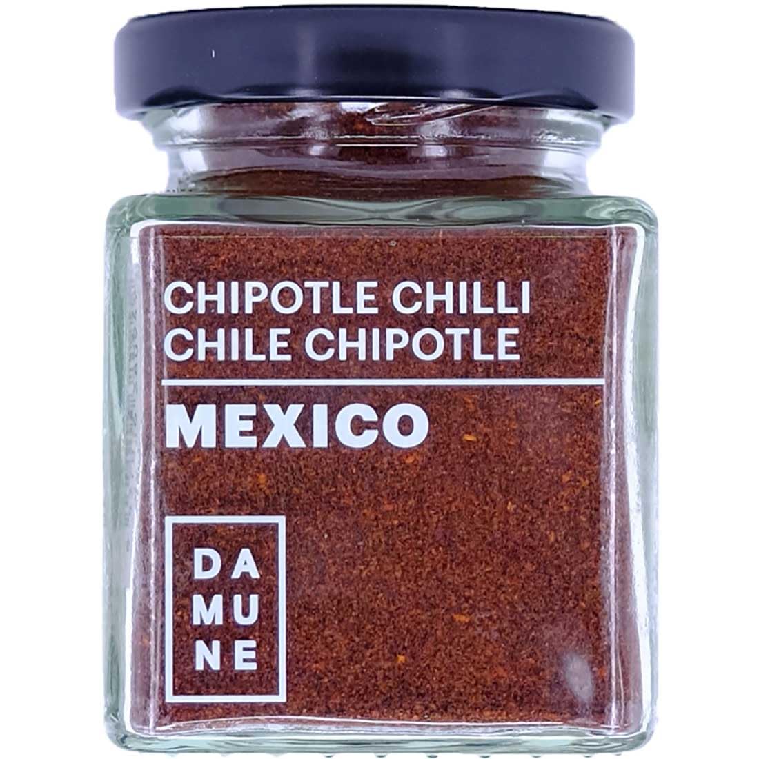 DAMUNE Chiles del Mundo (45g/Tarro): Carolina Reaper Molido, Bhut Jolokia Molido, Scorpion Trinidad Butch T Molido, Savina Rojo Molido, Chipotle Molido & Jalapeño Rojo Molido
