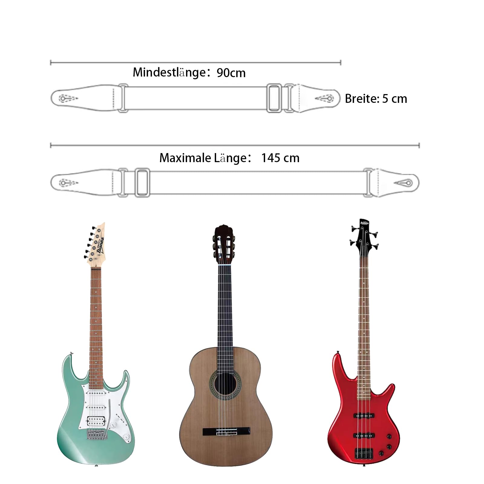WUDQIJI Guitar Strap, Adjustable Cotton Guitar Strap, Cotton Guitar Strap, Cotton Guitar Straps with 3 Guitar Picks - Image 4