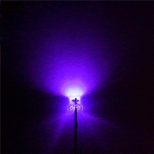 ucomshop - Diodos emisores de gran angular de luz LED de 0.118 in con parte superior plana, ultra brillante, color morado UV, paquete de 100 unidades