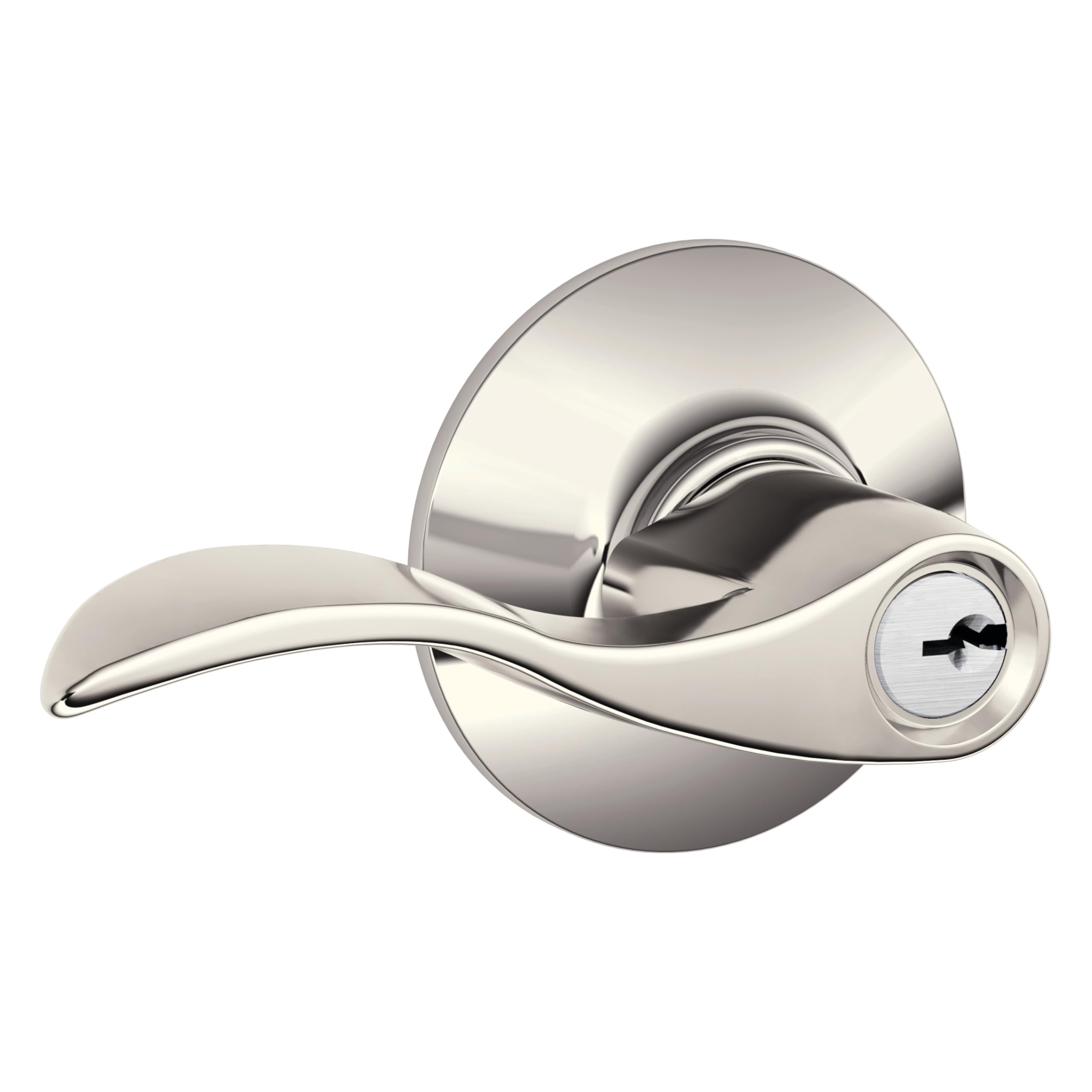 SCHLAGE Accent Keyed Entry Door Handle, Reversible, Polished Nickel