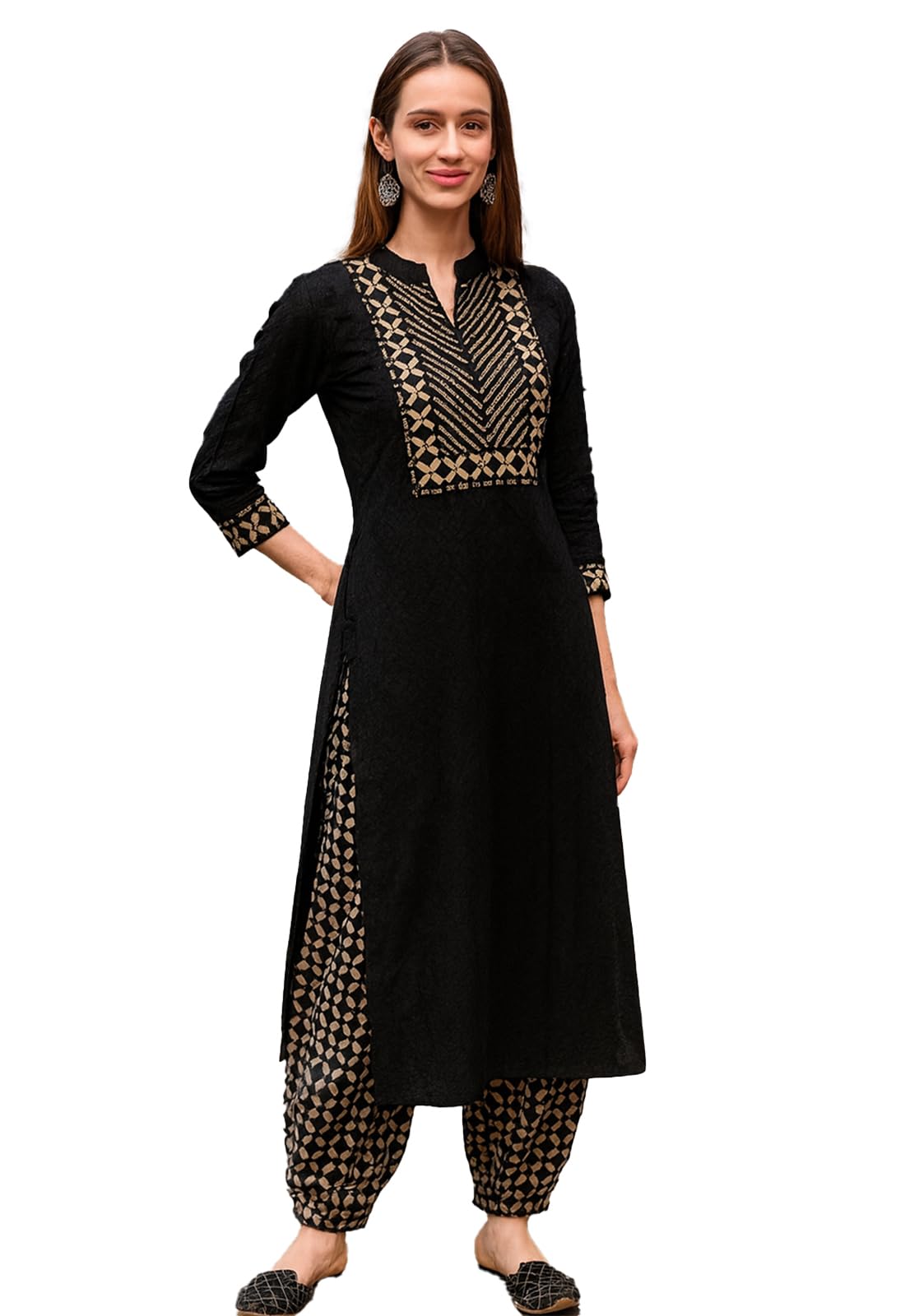 yashika Geometric Regular Printed A-Line Cotton Blend Stitched with Set for Women | Kurta Pant Dupatta-picture-21