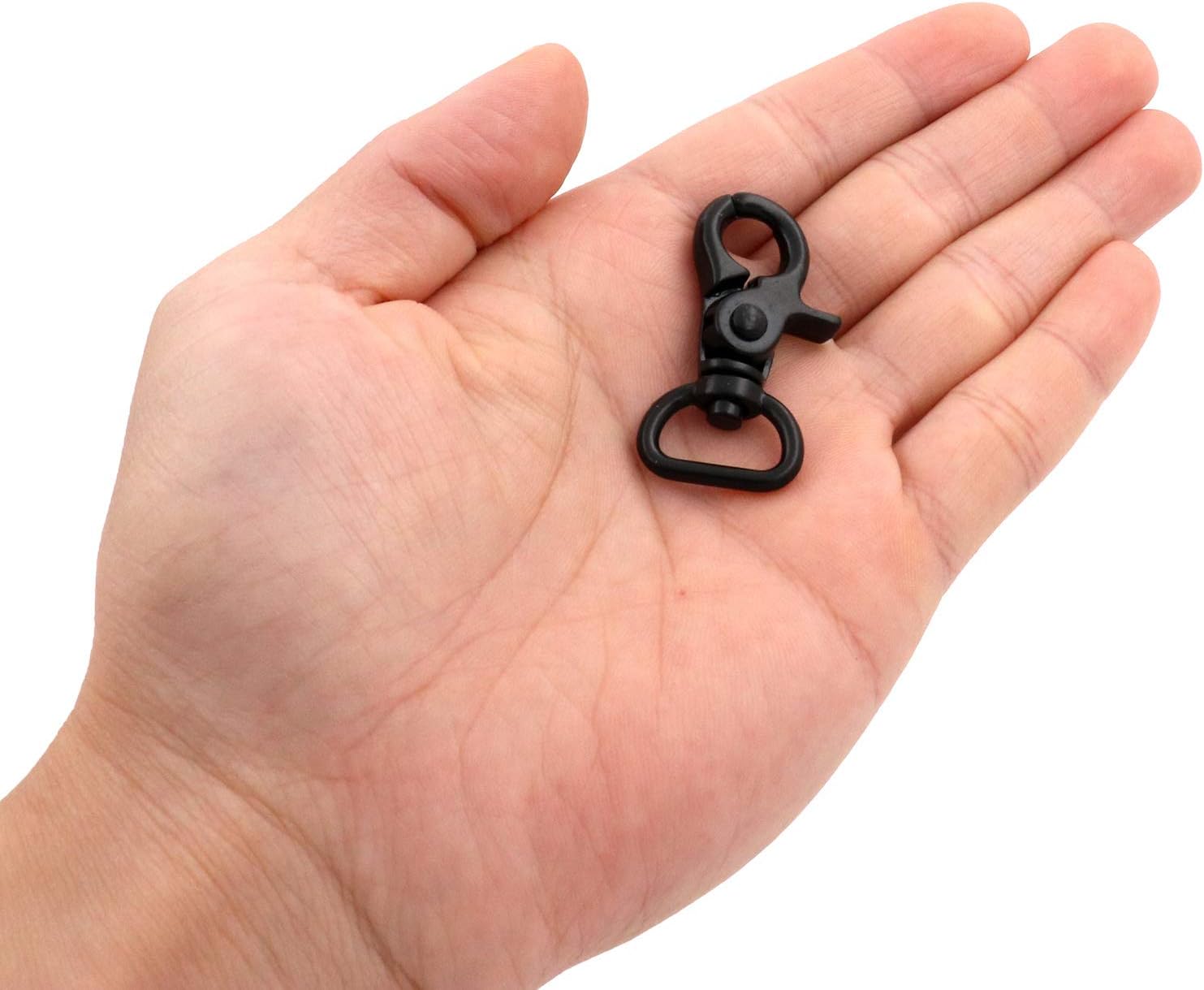 BIKICOCO 5/8'' Swivel Trigger Snap Hook Lobster Claw Clasp Spring Loaded Clip, D-Ring Ended, Black - Pack of 10