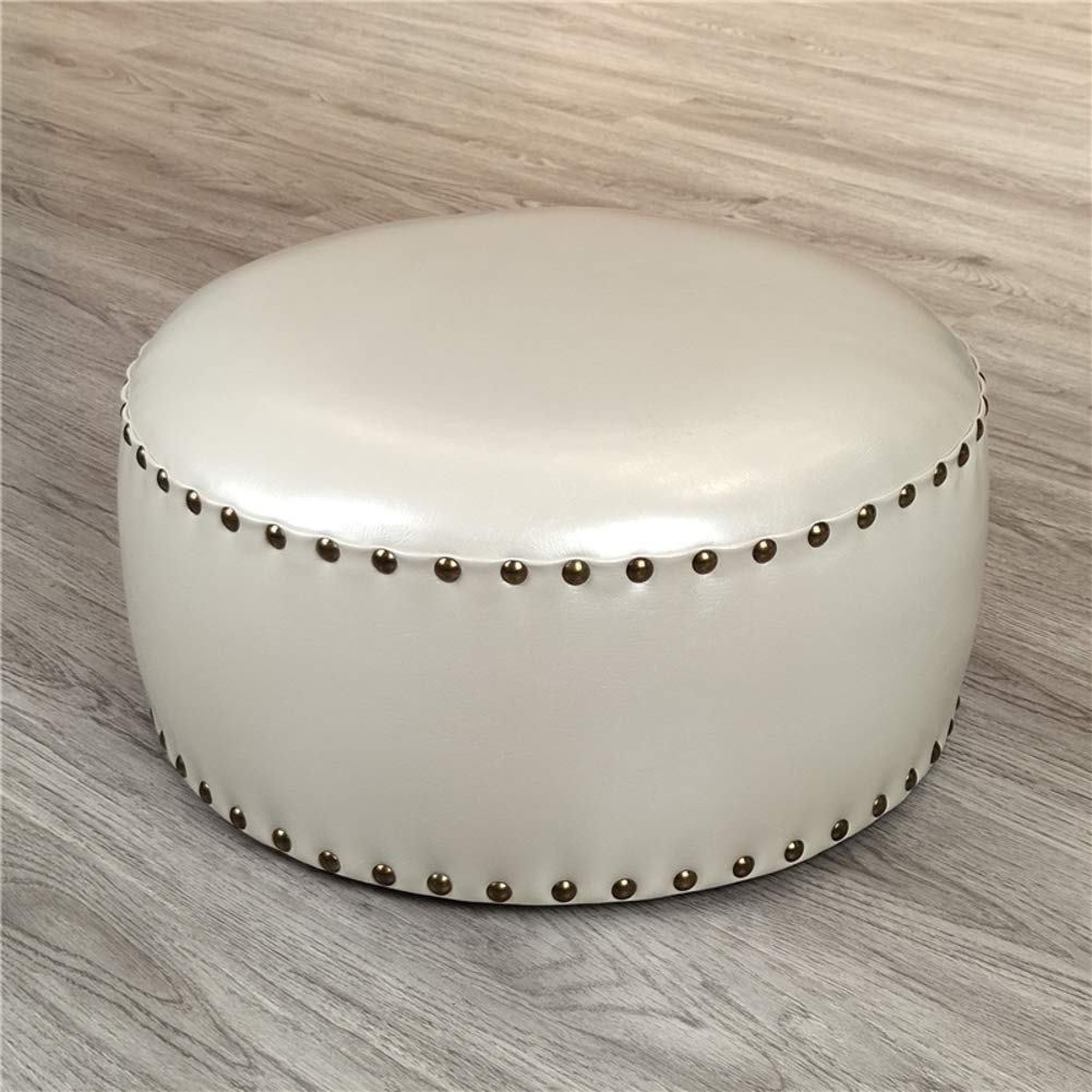 Repose-Pieds en Cuir Cire à l'Huile Blanc | Tabouret Élégant 40x20x20cm