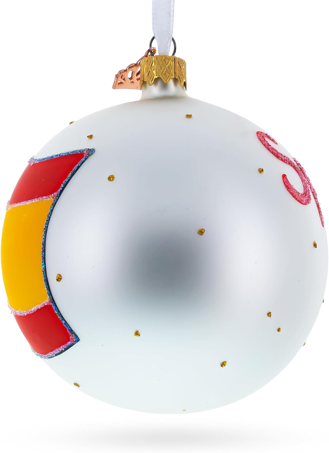 Flag of Spain Glass Ball Christmas Ornament 4 Inches - Image 3