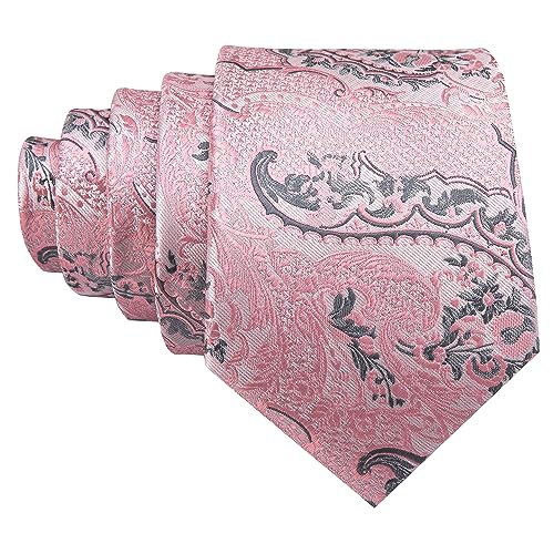 Image of Barry.Wang Men Ties Paisley Woven Silk Necktie Set with Pocket Suqare Cufflinks Formal