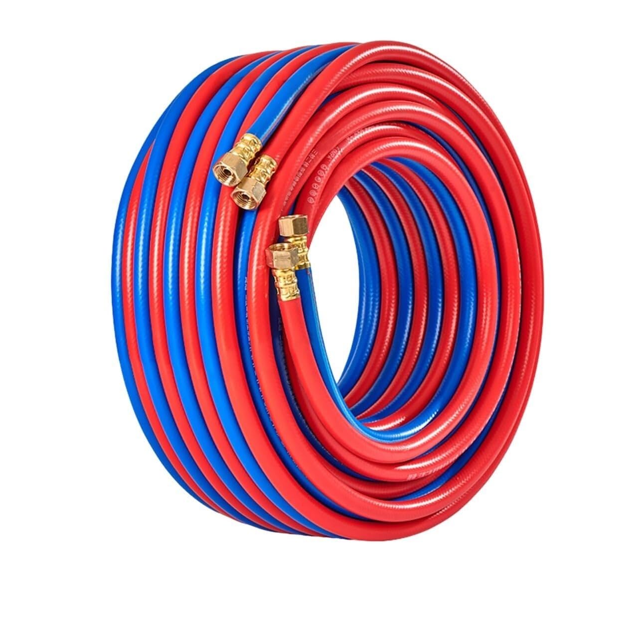 Manguera de soldadura doble duradera, manguera de antorcha de corte industrial de 8 mm con accesorios de cobre para uso de oxiacetileno