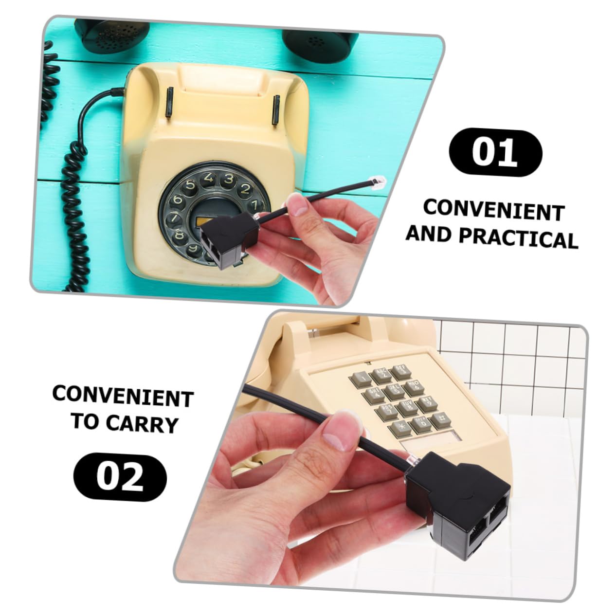 ifundom 4pcs Telephone Splitter Core Phone Cable Adapter Detachable Line Adapter for Landline Use Signal Transmission Stylish Design Portable and Versatile Compatibility