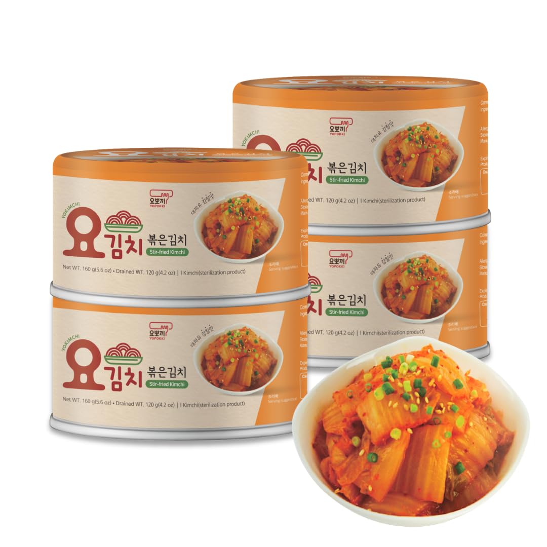Sponsored Ad - YOPOKKI Korean Stir-fried Kimchi Canned Napa Cabbage - Non-GMO, Gluten-Free, No Artificial Colors, 4 EA