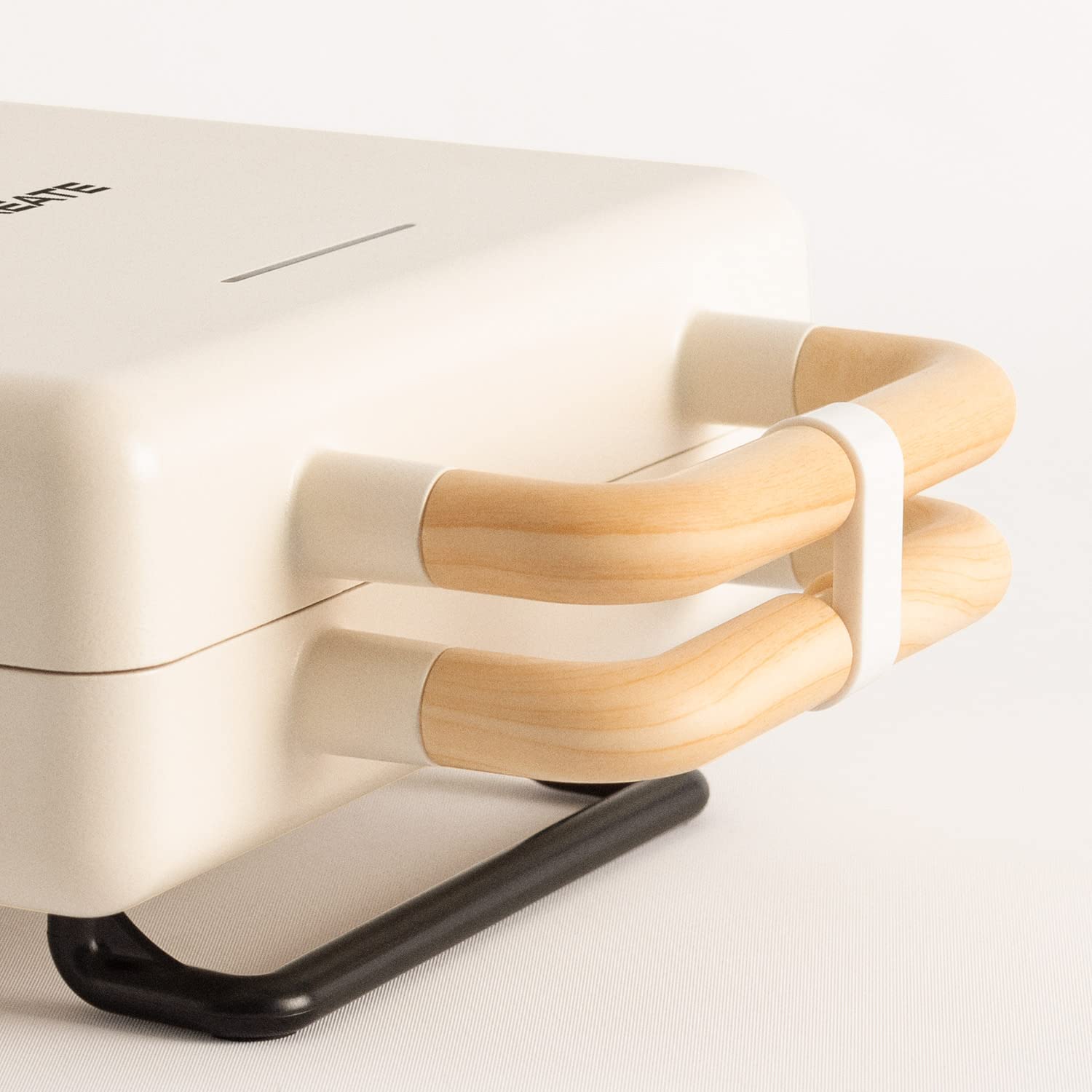 CREATE/STONE STUDIO/Tostiera per panini, grill e waffle Bianco sporco / 3 piastre intercambiabili: Grill, waffle e panini, antiaderente, apertura 100º, retro, 800W
