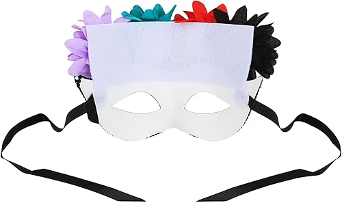 Miniatura 2 de GREUS Máscara de calavera de azúcar para mujer, máscara del Día de los Muertos mexicano, máscara de mascarada de flores, máscara de media cara para