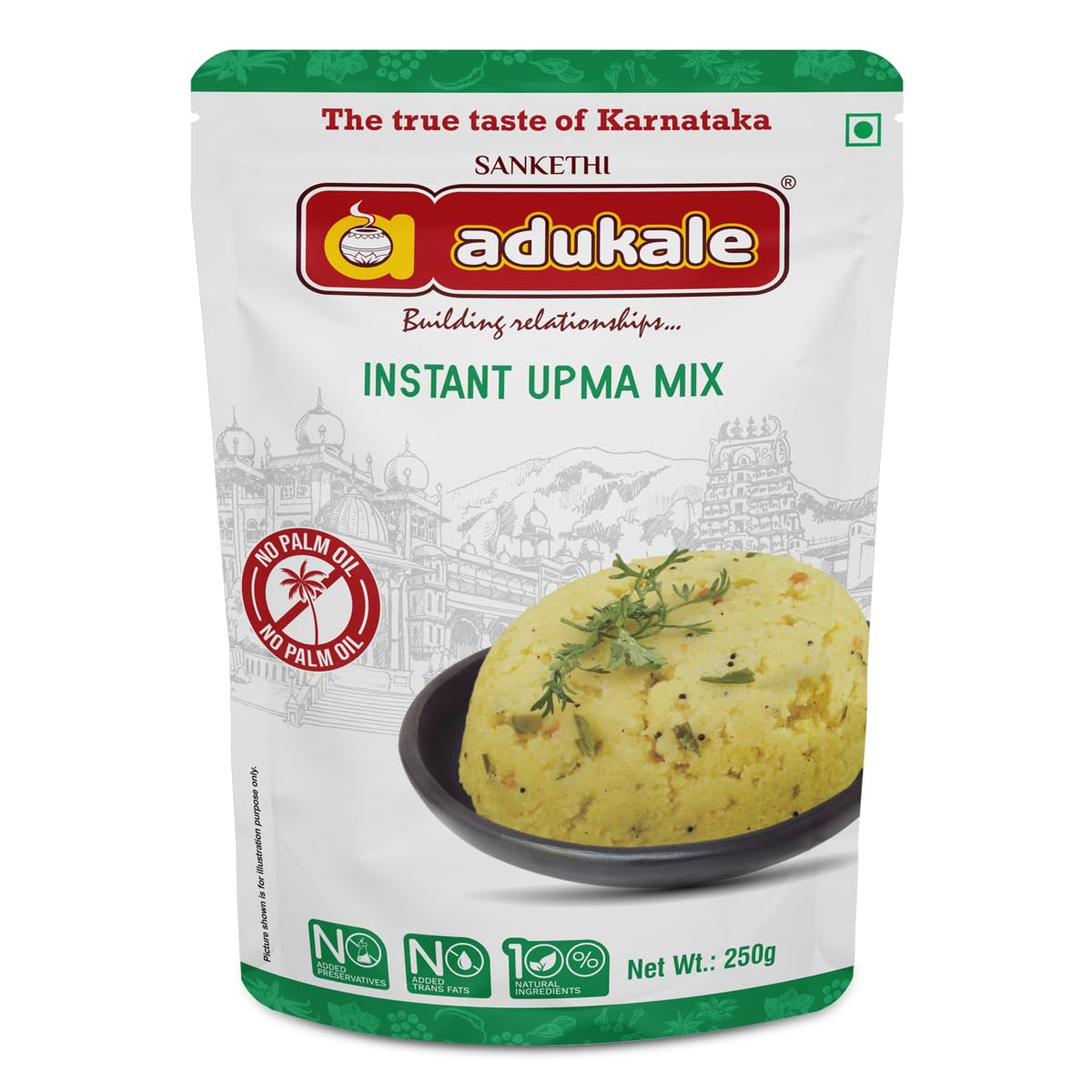 Adukale Instant Upma Mix | Healthy South Indian Breakfast | 250 Gram Pack