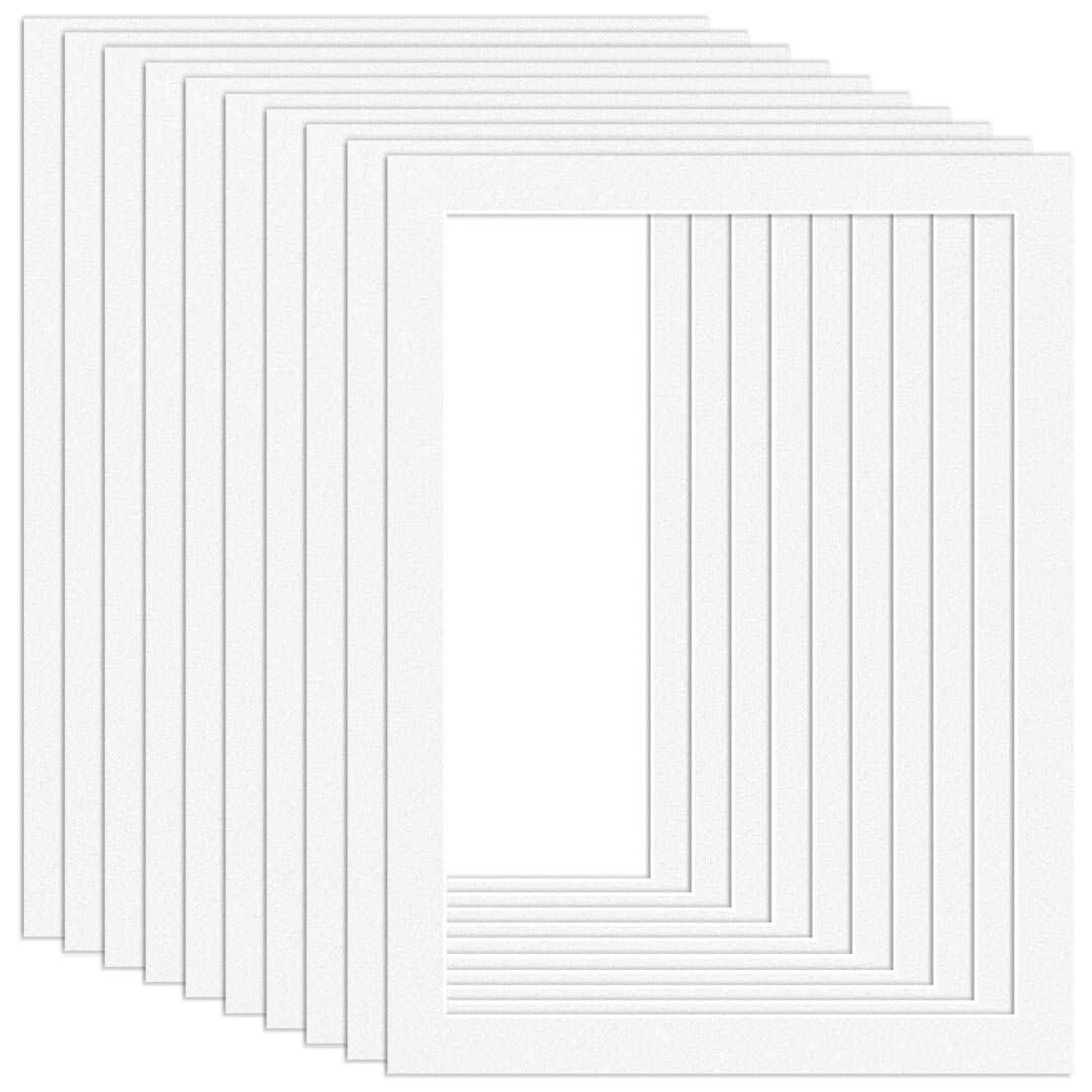 Procut Global 8x6" White Picture Mounts Board to Fit 7x5" Aperture Size - Photo Mount Card Ideal for Prints, Artwork, Crafts & Certificates - Sizes & Colors Available - Pack of 10 — image 1
