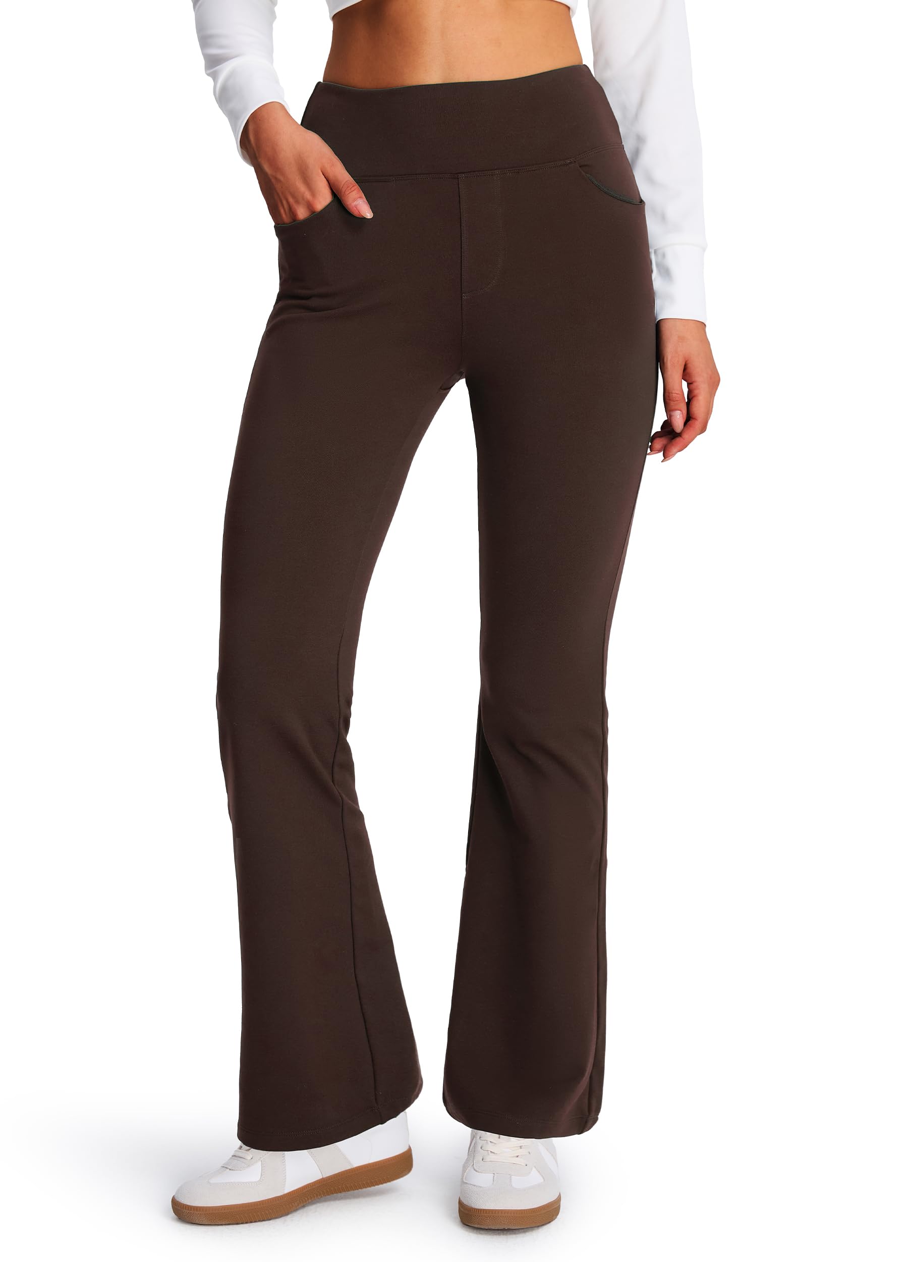 Comallan Thermo Leggings Damen Schlaghose Fleecefutter | Flared Leggings Damen,Sportleggins Damen Lang,Winter Warm Hose,Yogahose Wasserdicht High Waist mit Taschen