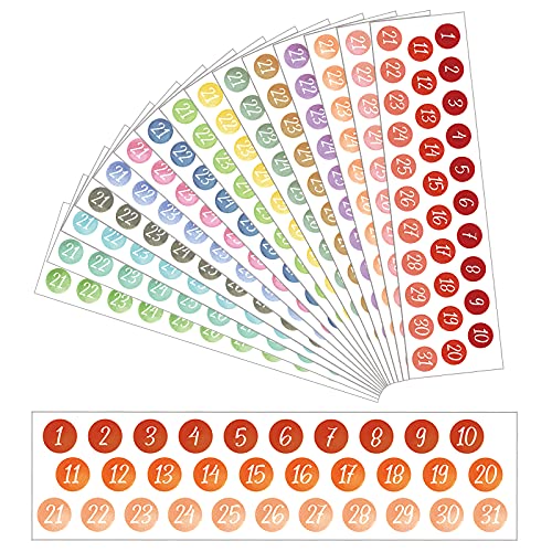 15 Sheets Planner Date Stickers Calendar Numbers Stickers Number Planner Colorful Stickers Calendar Stickers for Planner Happy Planner Date Stickers in Rainbow Colors for Planners Journals Calendar