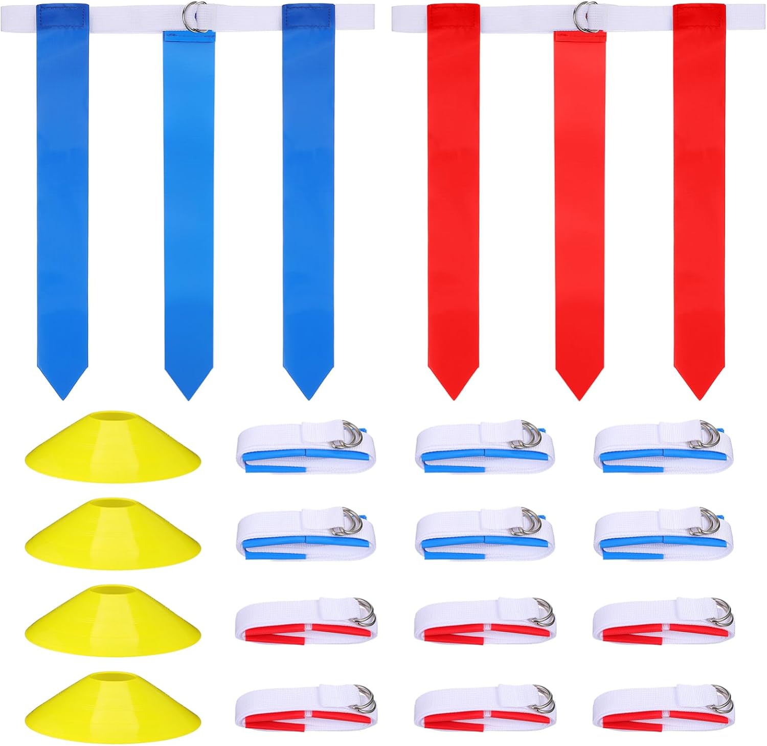 Happyyami Flag Football Set Belts Cones 16-piece Training Kit Football Flags for Boys and Girls Soccer Equipment for Boys and Girls