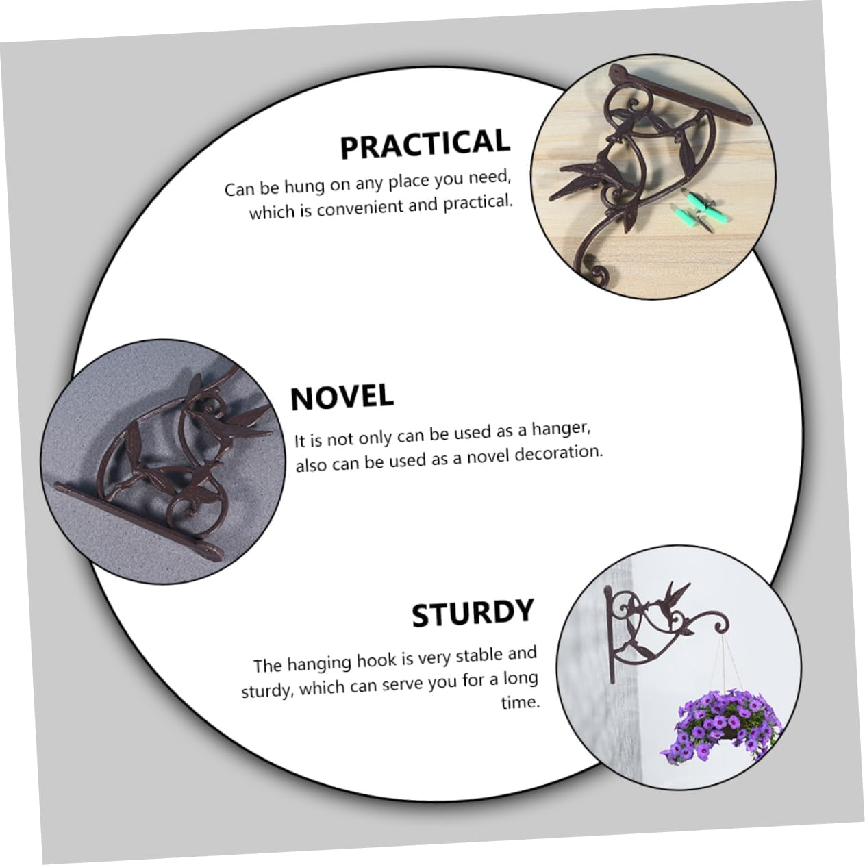 VICASKY 2pcs Garden Flower Basket Hooks Multi-Purpose Wall Plant Holder for Decor Hanging Decor for Balcony