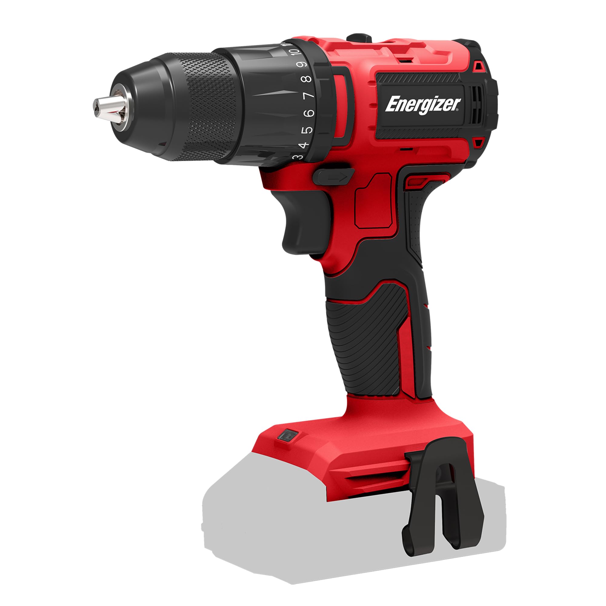 Wiertarka akumulatorowa Energizer 20 V – 40 Nm, 0 – 1850 obr./min, wrzeciono 10 mm, ustawienia momentu obrotowego – miękki uchwyt – klips do paska – bateria nie wchodzi w zakres dostawy