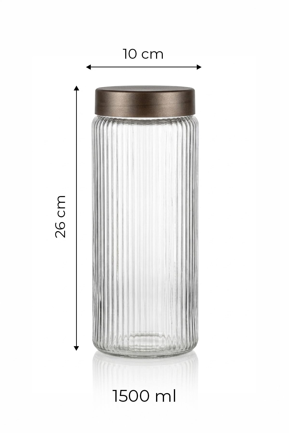 6er Vorratsgläser Set 1,5 L – Geriffelte Glasbehälter mit Bambusoptik Deckeln – Luftdichte Vorratsdosen für Pasta, Kaffee, Müsli und Lebensmittel
