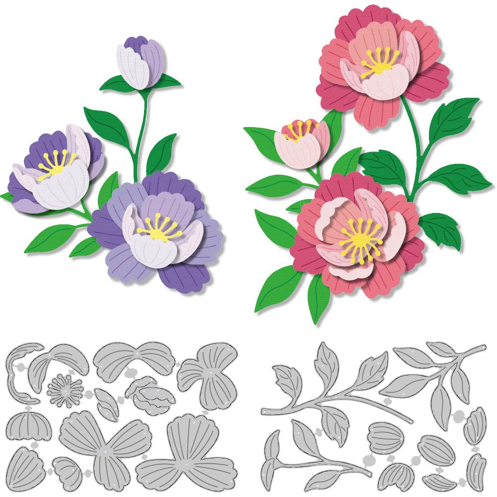 Matrices de découpe pivoine haute précision en acier pour gaufrage et scrapbooking net