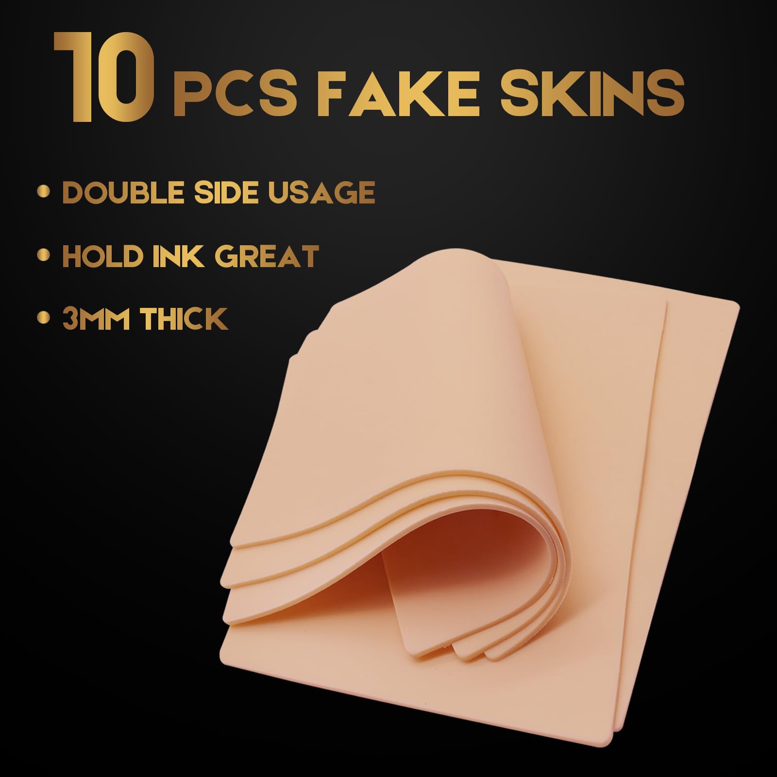 Jconly 10Pcs Double Sides Thick Fake Skin Tattoo - 86 in Soft Practice Skin for Beginners and Experienced Tattoo Artists