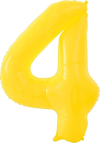 KatchOn, Globos amarillos del número 4, gigantes, 40 pulgadas, globos de números 4, aniversario de 4 años, globos de 4 años, decoraciones de