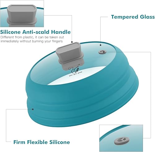 Miniatura 9 de Cubierta para salpicaduras de microondas, tapa protectora de salpicaduras con silicona plegable para cubierta de alimentos, 10.5 pulgadas, paquete