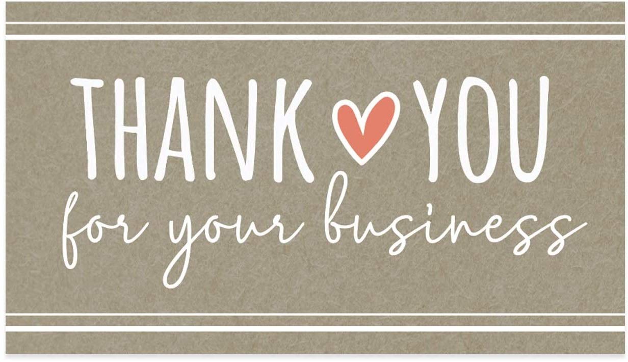 Kraft Look Thank You for Your Business Cards / 100 Rustic Style Business Cards / 3.5" x 2" Sized Crafter & Maker Thank You Flat Cards