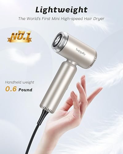 Miniatura 2 de Secador de pelo profesional súper ligero, potente motor sin escobillas de alta velocidad secador iónico para secado rápido, soporte colgante