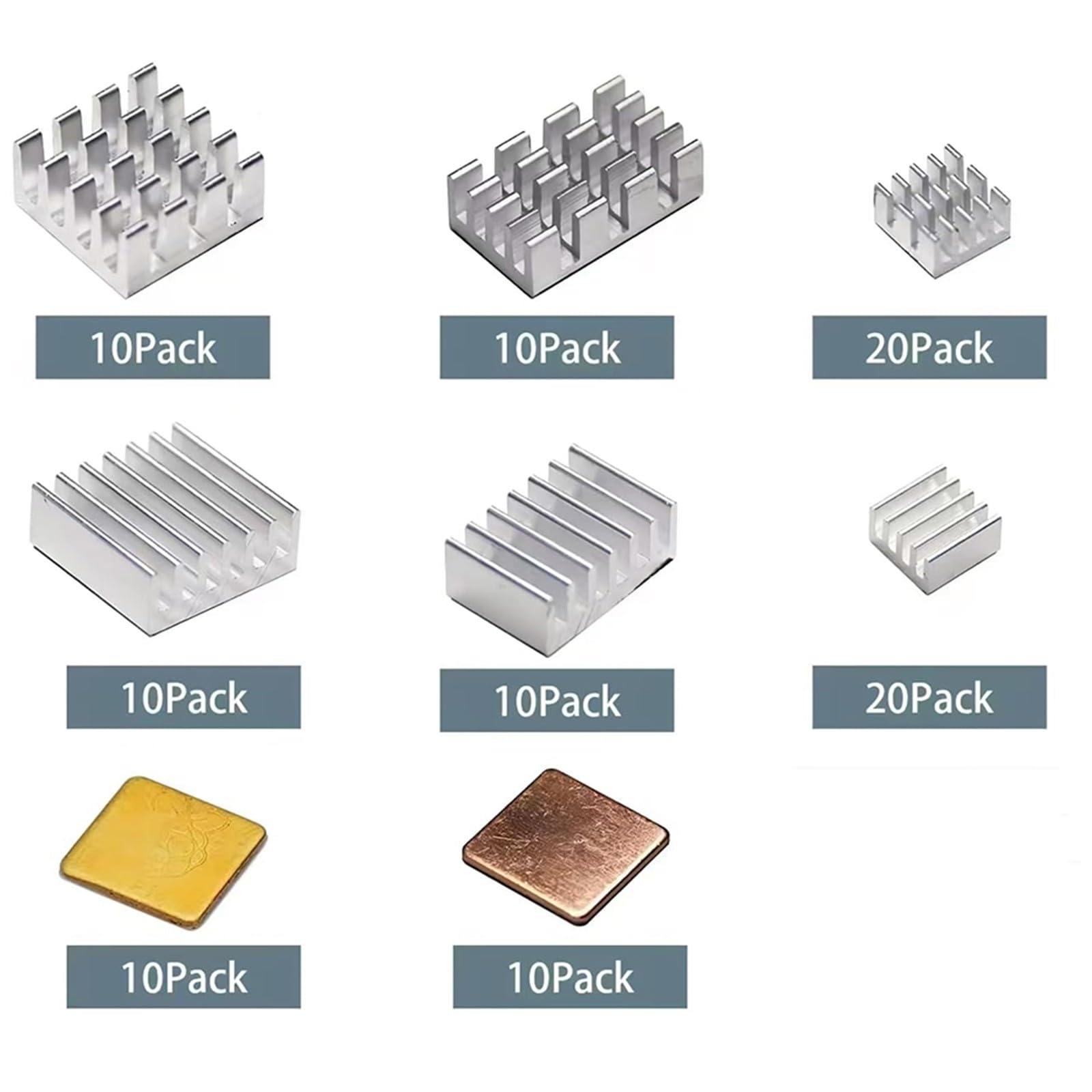 Efficiency - Juego de disipador de calor de aluminio con cinta adhesiva de conductividad para Raspberry B 2, 3, 4, placas de desarrollo, juego de disipadores de calor de aluminio para placas de