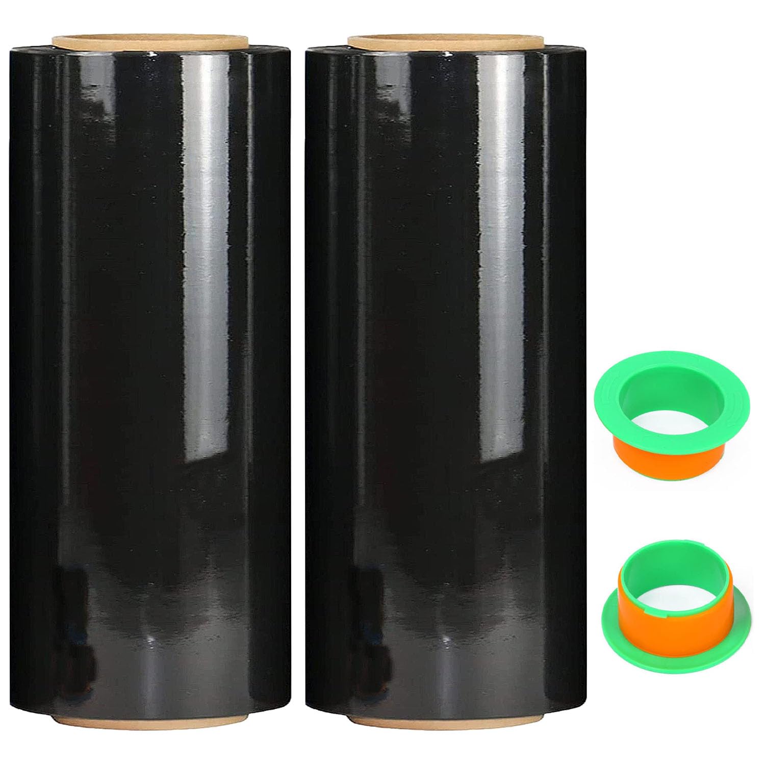 CHUANGSEED Stretch Film 12 in x 1000 ft Moving Wrapping Plastic Shrink Film Strength Stretch 80 Gauge Durable Industrial Strength,Black,2 Pack